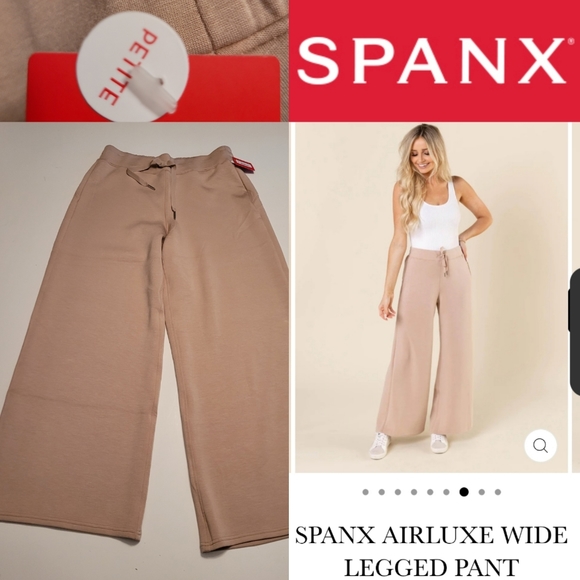 SPANX Pants - $120 NEW SPANX Sold Out AIR LUXE TAN WIDE LEG NEUTRAL PANTS MEDIUM PETITE MP NWT
